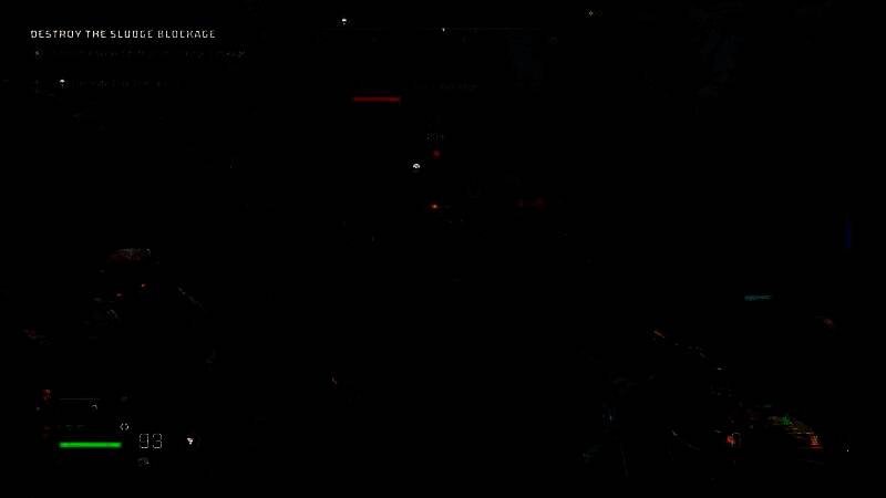 玩家角色在高台上使用狙击枪射击远处的巨型变异敌人，天空呈现暗红色