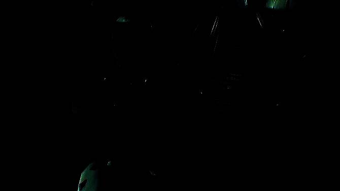 玩家视角下的一处破败生活区，床铺倒塌，文件散落，墙上有不明涂鸦，气氛阴森