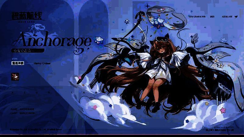 小安克雷奇角色立绘，身着清新春装，手持小旗微笑站立，背景点缀星星与花瓣特效