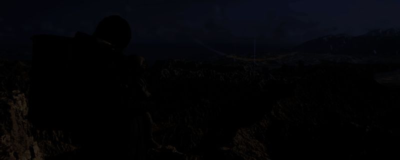 《死亡搁浅2》游戏主界面展示，主角山姆站在荒芜大地上，身后是高科技背包与悬浮装备，天空呈现奇异的光影效果