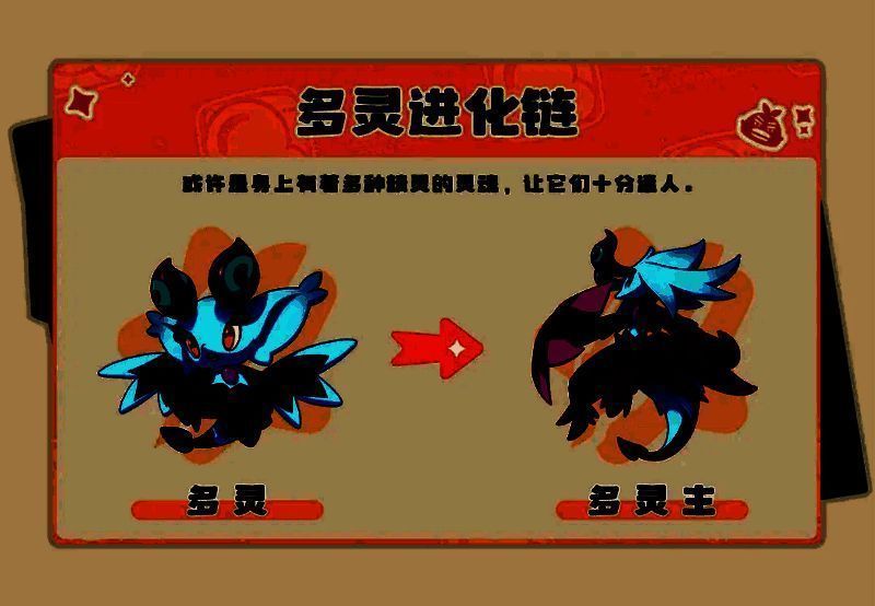 多灵进化链展示图，幽灵形态精灵逐渐觉醒，最终化为巨大灵魂体