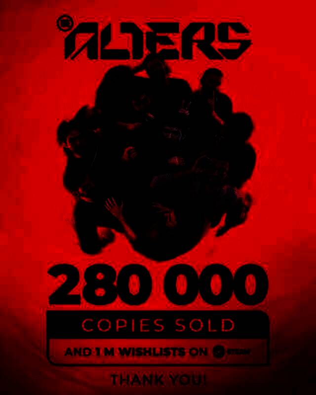 《多重人生》游戏画面：主角Jan站在荒凉外星地表，周围环绕着数个不同形态的‘Alter’分身，背景为暗红色风暴天空，充满科幻与孤独感