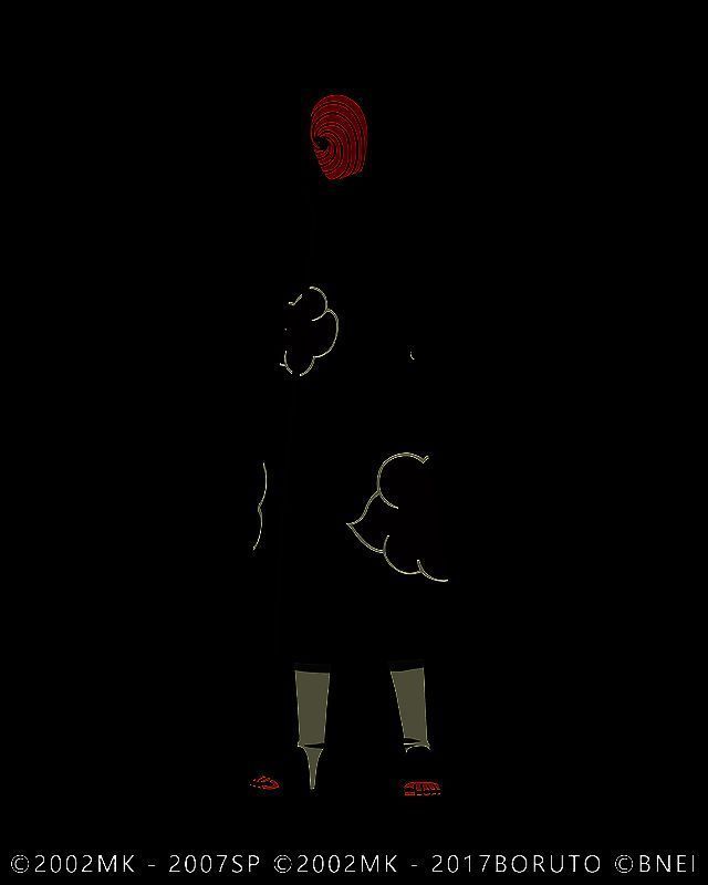 带土在爆炸中使用伊邪那岐，身体逐渐虚化，周围是漫天飞舞的起爆符与火光