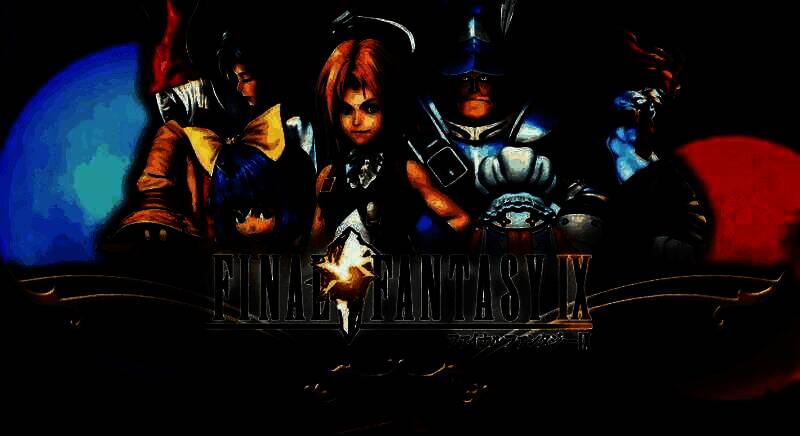 《最终幻想9》25周年纪念插画，主角团站在水晶光芒中，背景浮现‘Trance’字样