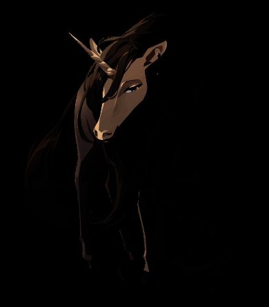 独角兽伫立山顶，月光洒落，周身泛起微光，姿态孤高而静谧