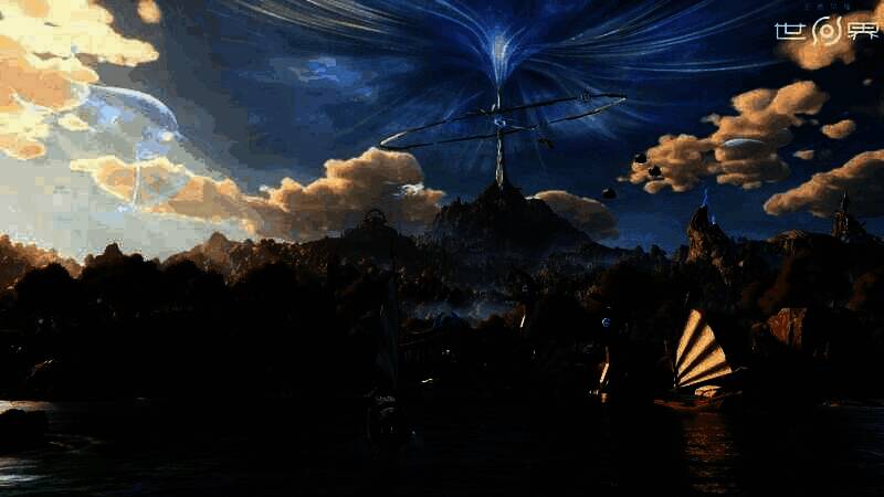 稷下学院全景展示，古风建筑群依山而建，云雾缭绕宛如仙境