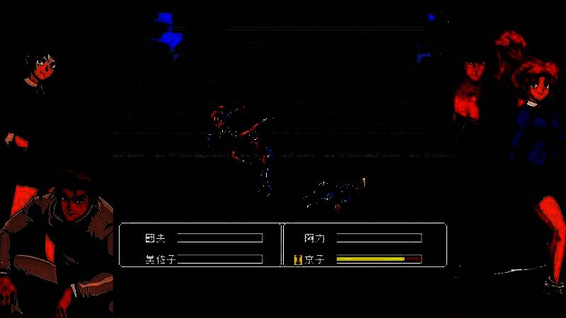 《热血硬派国夫君外传 热血少女 零》战斗场景，主角团四人并肩作战，背景为经典街机风格城市街道