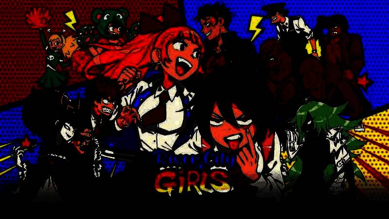 《热血硬派国夫君外传 热血少女》战斗画面，美佐子与京子联手出击，特效华丽动作流畅