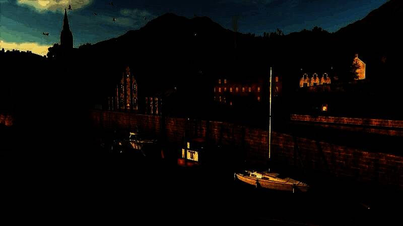 玩家驾驶渔船在Kinlaig湖泊中进行鲑鱼养殖作业，水面波光粼粼