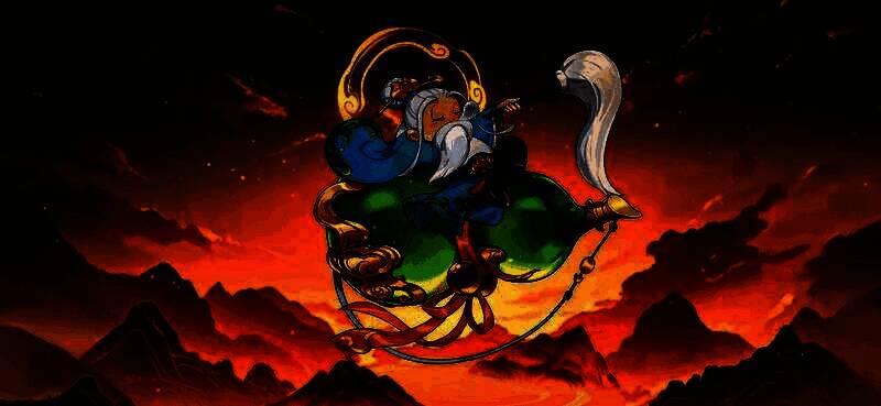 《神州千食舫》灵宝系统宣传图，画面中多位船员环绕着发光的灵宝，背景为古风船舫与山水景致