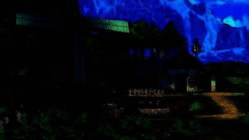 角色在清晨浇水的场景，阳光透过水雾形成彩虹，小动物在一旁嬉戏