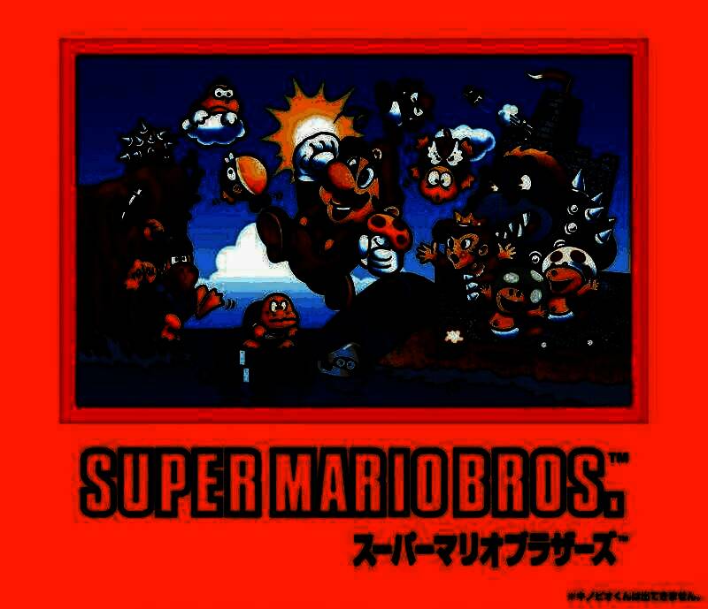 《超级马里奥》经典游戏画面，马里奥跳跃躲避敌人