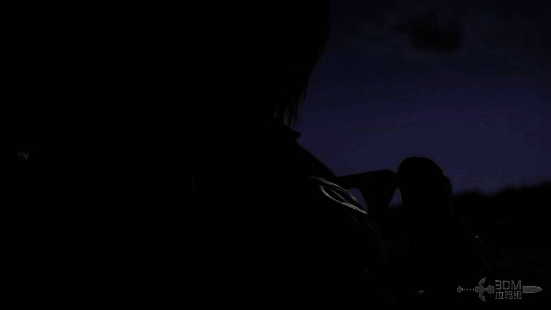 镜头特写山姆怀抱洛，两人站在高地上眺望远方，神情凝重