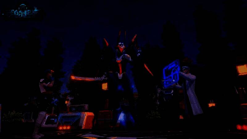 突击者一型机甲全身特写，红黑配色搭配机械翅膀，科技感十足