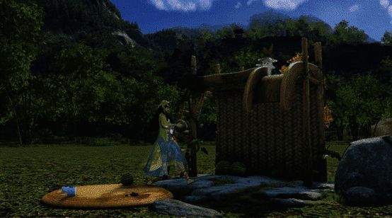 动态展示家具摆放效果，玩家在庭院中使用‘萝切水果’动作，切开后跳出可爱萝卜形象