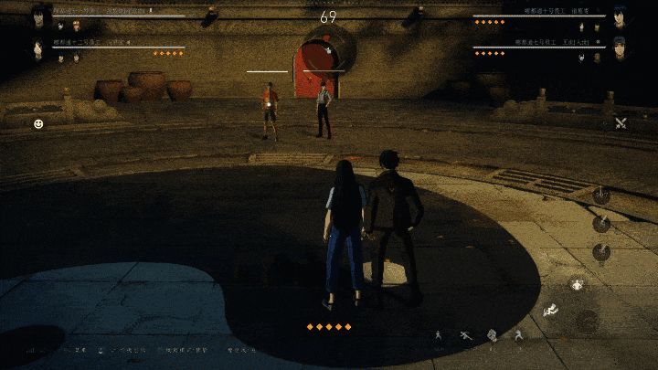 角色使用八门携游技能，瞬间移动至队友位置，伴随空间扭曲特效