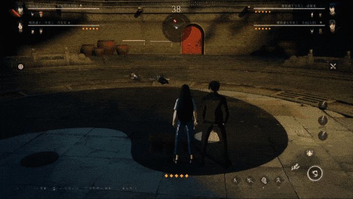 角色使用炁撼搬运，传送同时释放冲击波，敌人被集体吹飞