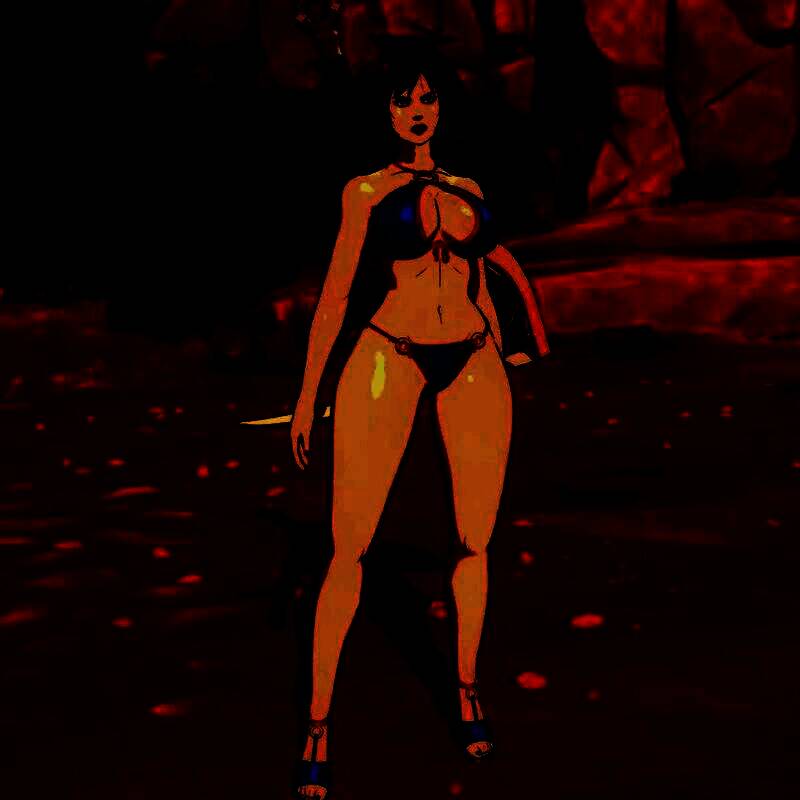 战斗特写镜头，火花四溅，公主腾空斩击怪物