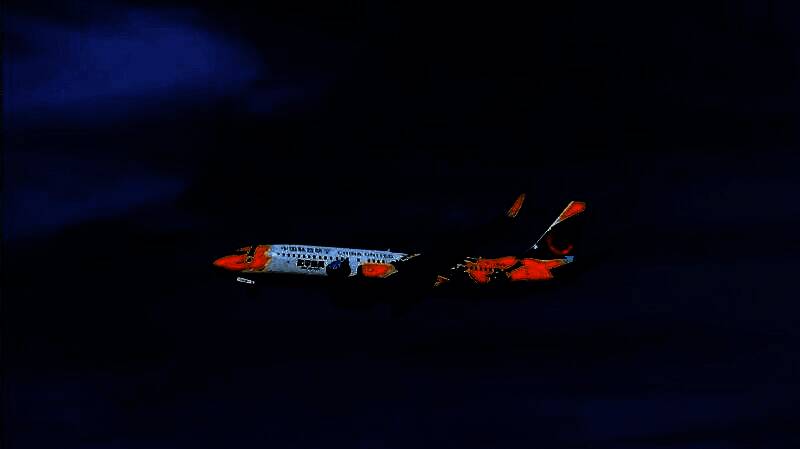 近距离展示‘和平精英号’机身细节，舰长形象跃然机头，光子鸡俏皮现身机尾，黄黑红三色搭配极具动感