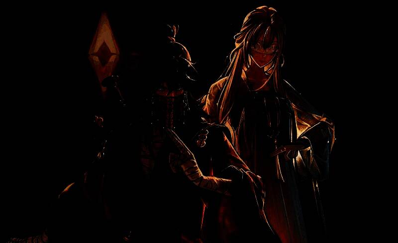 《道诡异仙》联动角色李火旺与白灵淼立绘展示，二人身穿道袍，神情诡谲，背景为扭曲的道观场景