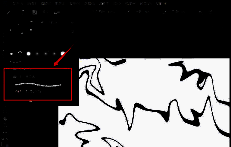 新图层上使用带有纹理的画笔沿原线条描边，呈现出粗糙而富有质感的叠加效果