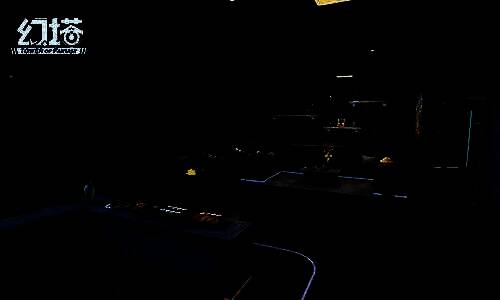 琳赛宿舍内部场景，房间充满潮流元素，角落有滑板和跳舞机，天花板模拟星空