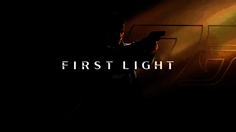 《007：曙光》游戏内场景概念图，展示高科技基地内部，光线昏暗，充满紧张氛围