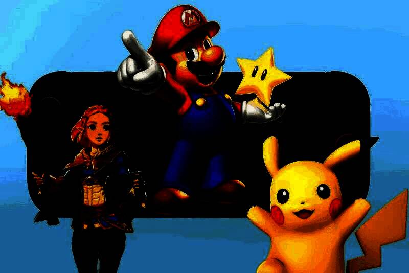 任天堂开发团队工作场景示意图，展示程序员与美术人员协同进行游戏调试的画面