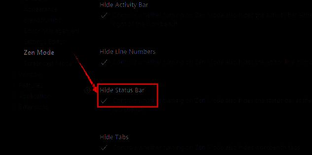 Zen Mode设置页面中Hide Status Bar选项被勾选的界面截图