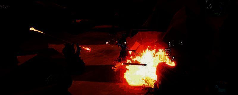 《Autothysis》游戏主视觉图，展示昏暗科幻风格场景中一名角色持枪对峙机械敌人