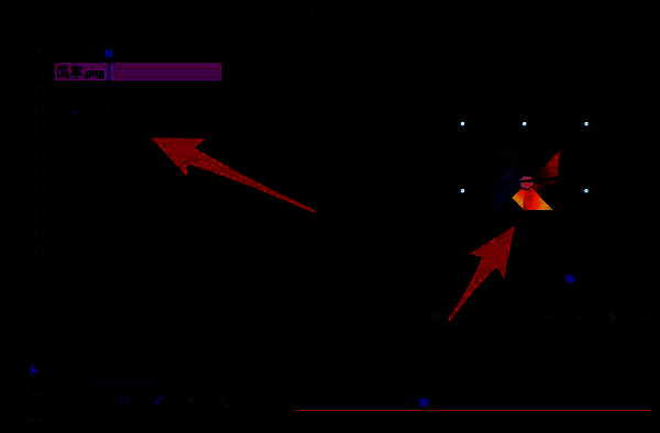 时间轴上显示两个关键帧，节目监视器中素材从画面外逐渐移入中心位置