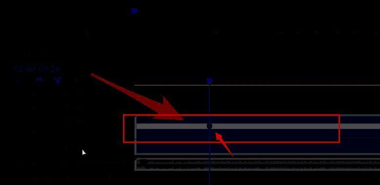 两个关键帧之间轨道被下拉，显示速度减慢的视觉反馈