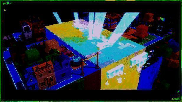 星球全景图，绿色植被覆盖大地，河流蜿蜒，居民在田间劳作，飞行器在空中穿梭