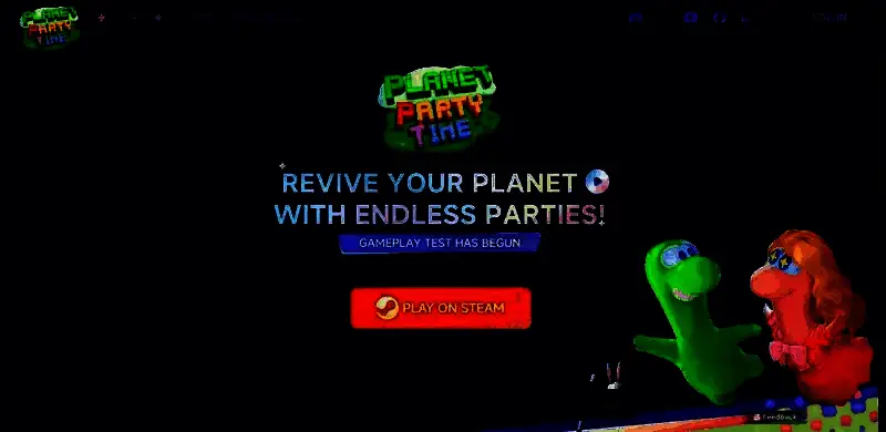 《星绘友晴天》官网页面截图，展示导航栏与游戏特色介绍模块