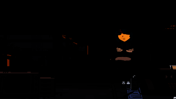 夜晚的城市远景，霓虹灯闪烁在高楼之间，远处有巨型广告牌投影着‘记忆即服务’的标语