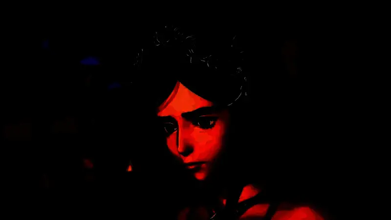 嘉妮特公主在城堡中独自沉思的画面，光影细腻，情绪饱满