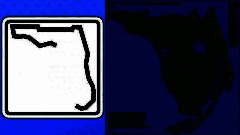 地图细节对比图，展示泄露视频中的路牌与佛罗里达州实际地形的高度吻合