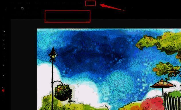 Photoshop中拖动图像窗口至左上角并准备打开校样设置的操作示意图