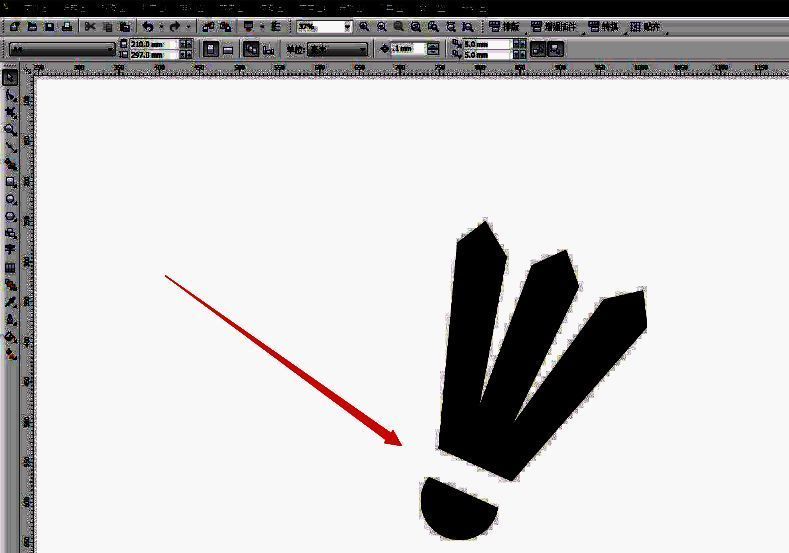 完整的羽毛球矢量图，包含三个放射状羽毛和底部圆形球头，整体造型清晰、线条流畅
