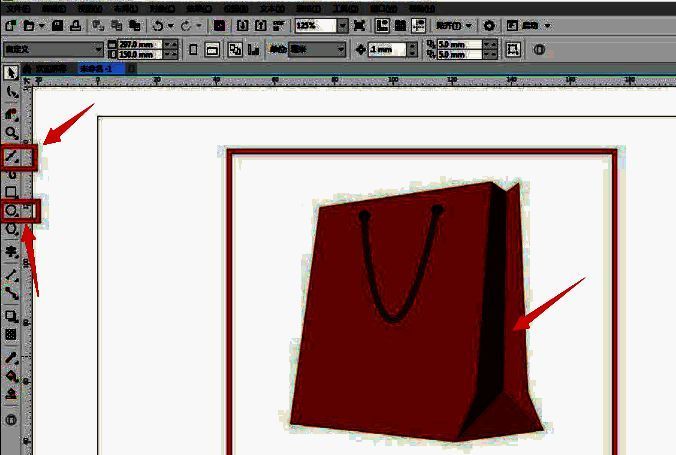 完成后的立体手提袋渲染图，带有色彩填充与提绳细节，视觉效果逼真