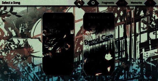 GOODTEK歌曲界面，背景为霓虹光影与几何图形，节奏轨道高速下落