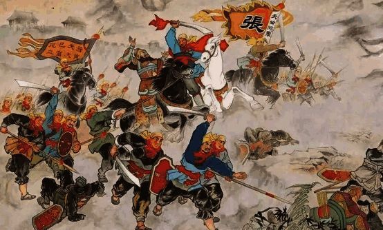 游戏内黄巾军起义场景还原图，大量头戴黄巾的士兵集结于山林之间，准备发起突袭