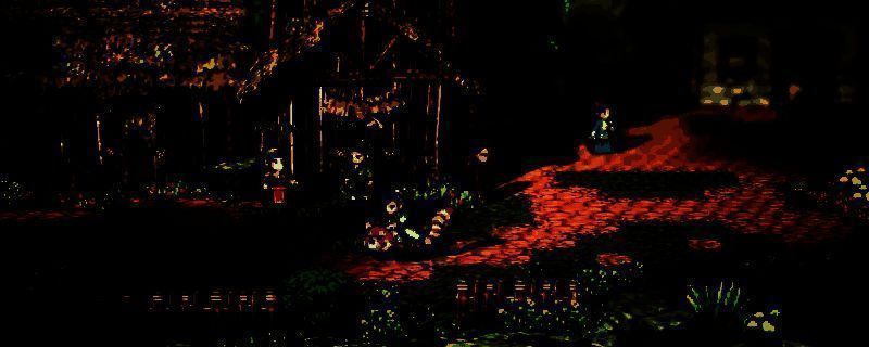 白锦角色形象展示，身着素色长裙，手持折扇，站在村落门前，画面风格清新典雅