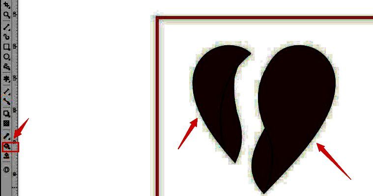 完成渐变填充并去除描边后，呈现立体切割效果的最终心形设计图