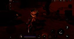 若木桩特写，树干发光，玩家正在交互获取若露