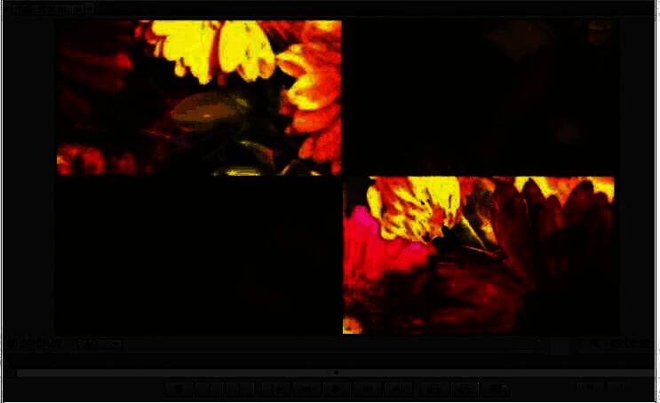 预览窗口显示带有彩色棋盘效果的视频画面，方格呈动态扩散状态