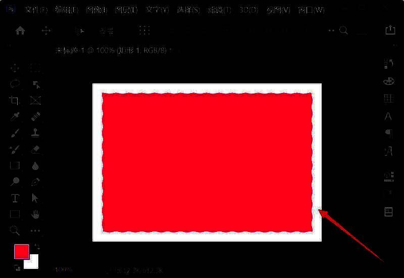 矩形形状经过波浪滤镜处理后形成的波浪状边缘效果