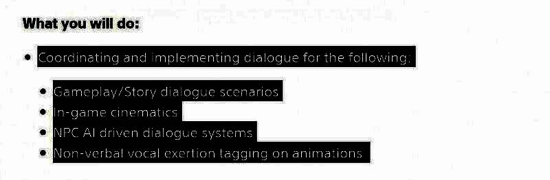 顽皮狗工作室内部工作场景概念图，显示开发人员正在调试AI对话系统界面，屏幕上呈现多条动态对话分支