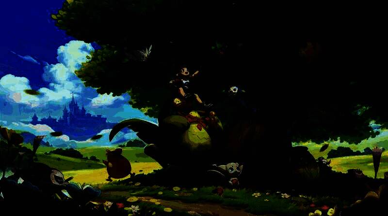 《洛克王国：世界》游戏主界面展示，画面清新梦幻，角色与精灵并肩站立于魔法学院前