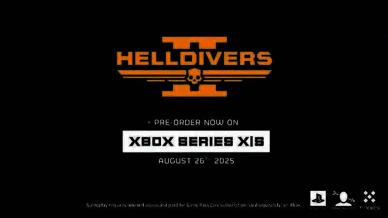 《绝地潜兵2》Xbox版官宣宣传图，展示角色从传送舱跃出星球表面，背后是爆炸的外星战场与宇宙舰队